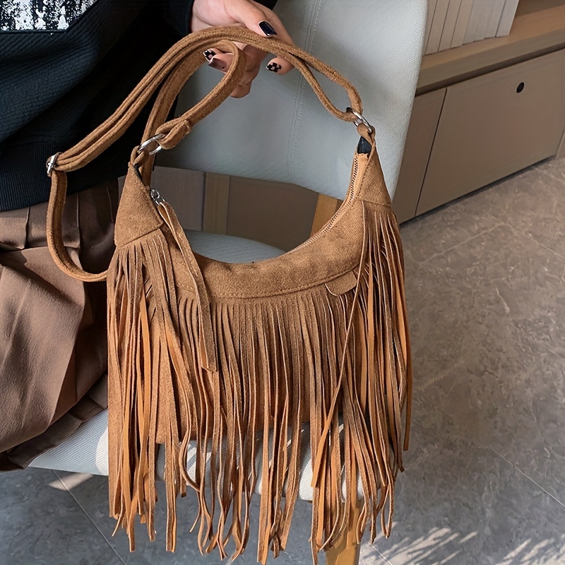 Mini Tassel Crossbody Bag, Vintage Boho Style Shoulder Bag, Casual Fringe  Hobo Bag For Women - Temu