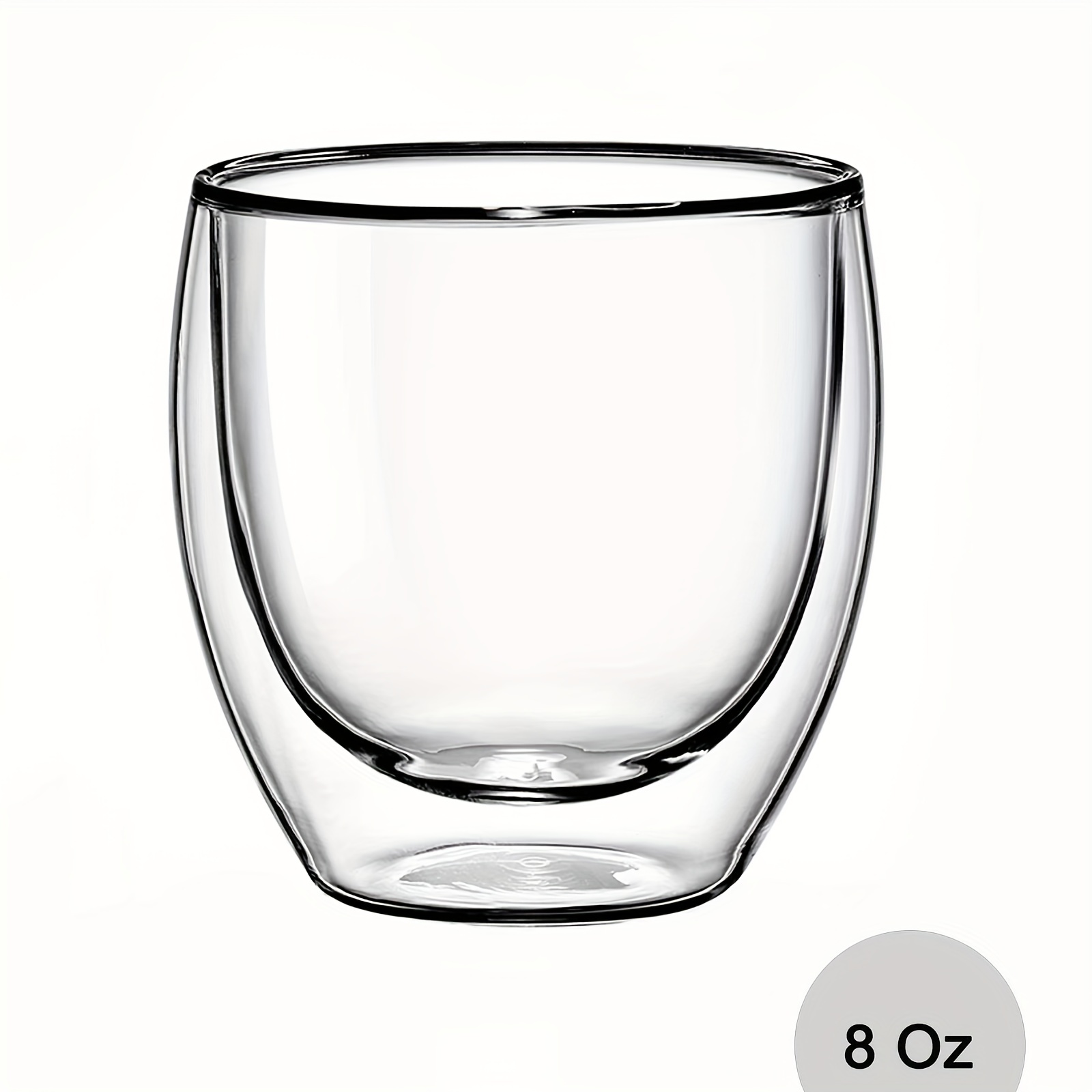 8 Oz Glass Coffee Cups - Double Wall Insulated Glass Coffee Mugs