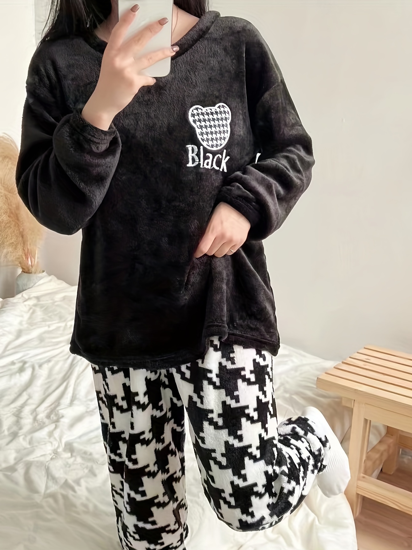 Warm Thermal Loungewear Pajamas Set Long Sleeve Pullover - Temu United  Kingdom
