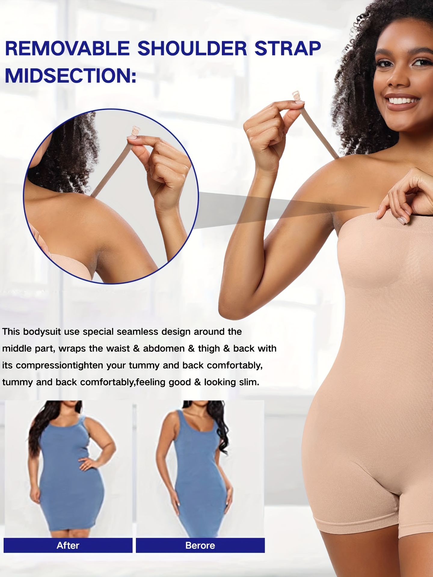 Removable Straps Shaping Romper Tummy Control Butt Lifting - Temu