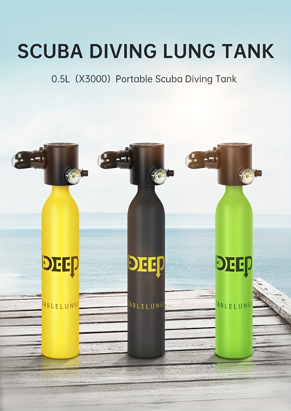 * 0.5L/16.91oz Mini * Diving Lung Tank With Manual Pump, Portable Diving  Equipment Support 5-10Mins Underwater Breathing