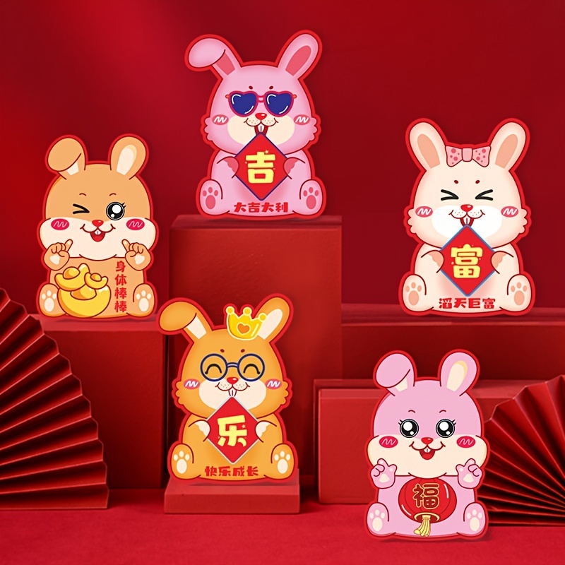 3D Cute Rabbit Red Envelope 2023 Lunar New Year Envelopes Hong Bao
