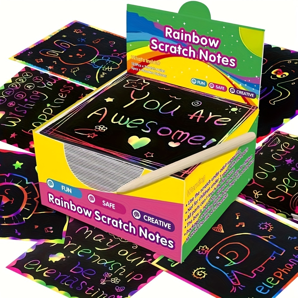Rainbow Scratch Paper Sets: Magic Art Craft Scratch Off Papers