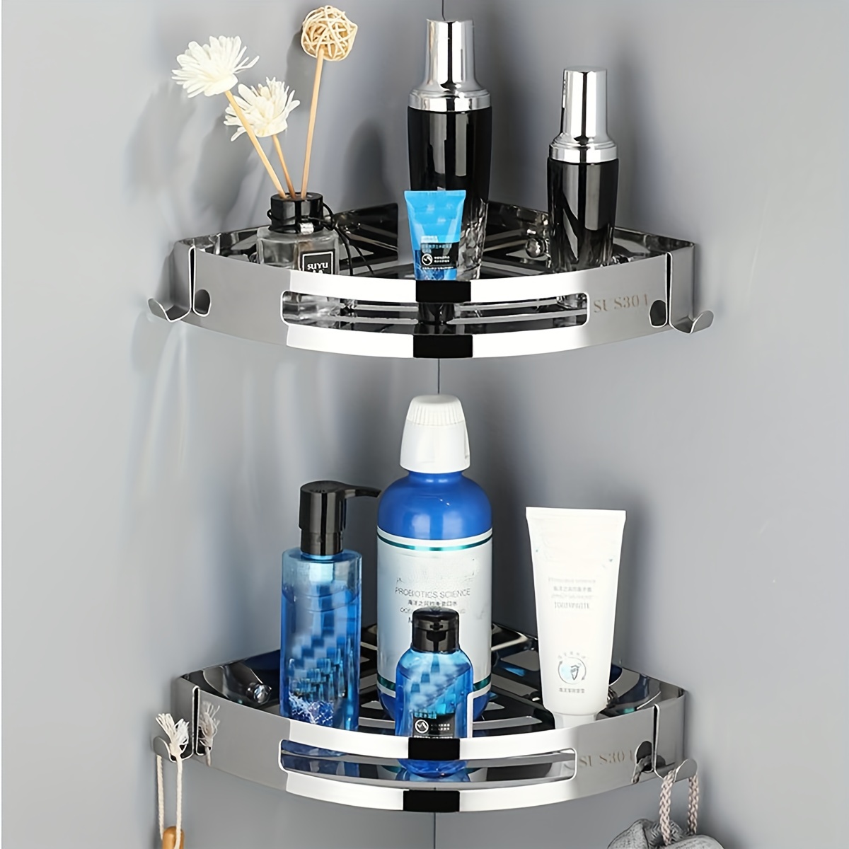 Shower Corner Shelf, Shower Organizer, Shampoo Holder, Punch Free Shower  Storage, Rust Proof Kitchen Organizer - Temu