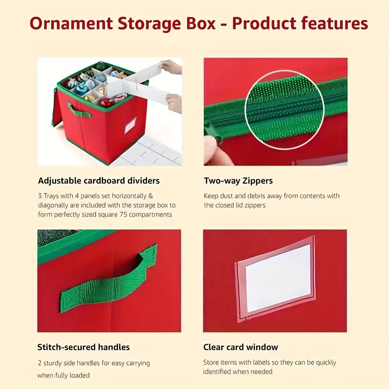 ornament storage box adjustable dividers