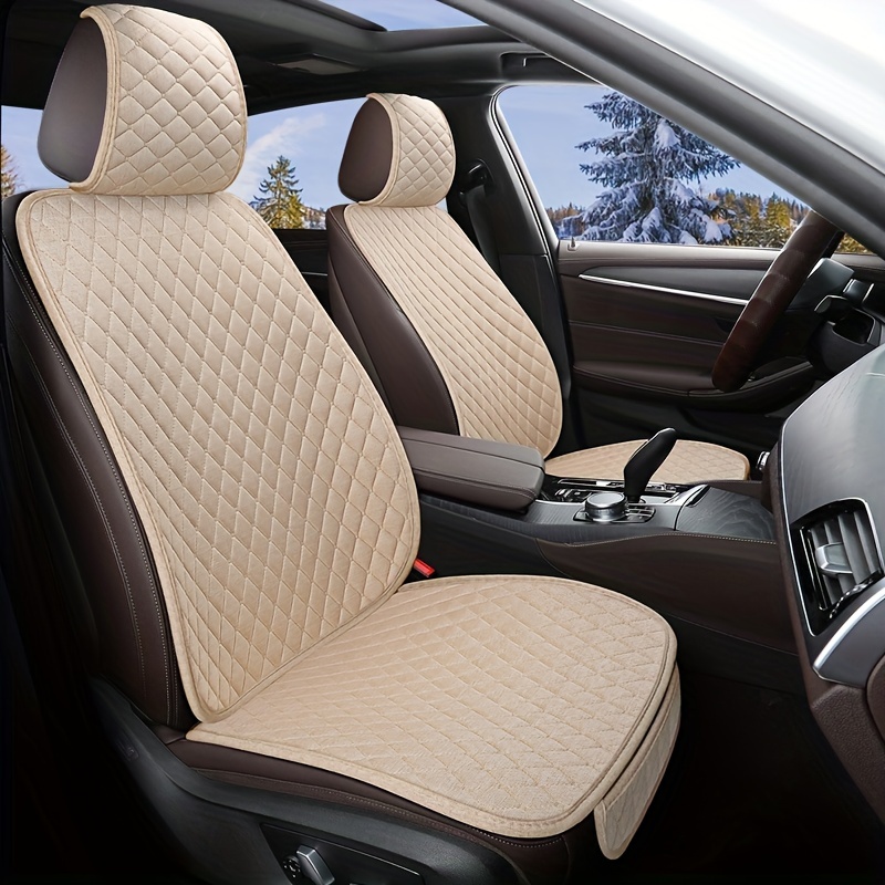 Saferide 1er Set Sitzauflage PKW Universal, Auto Sitzschutz Kunstleder  Beige für Airbag geeignet, für Vordersitze