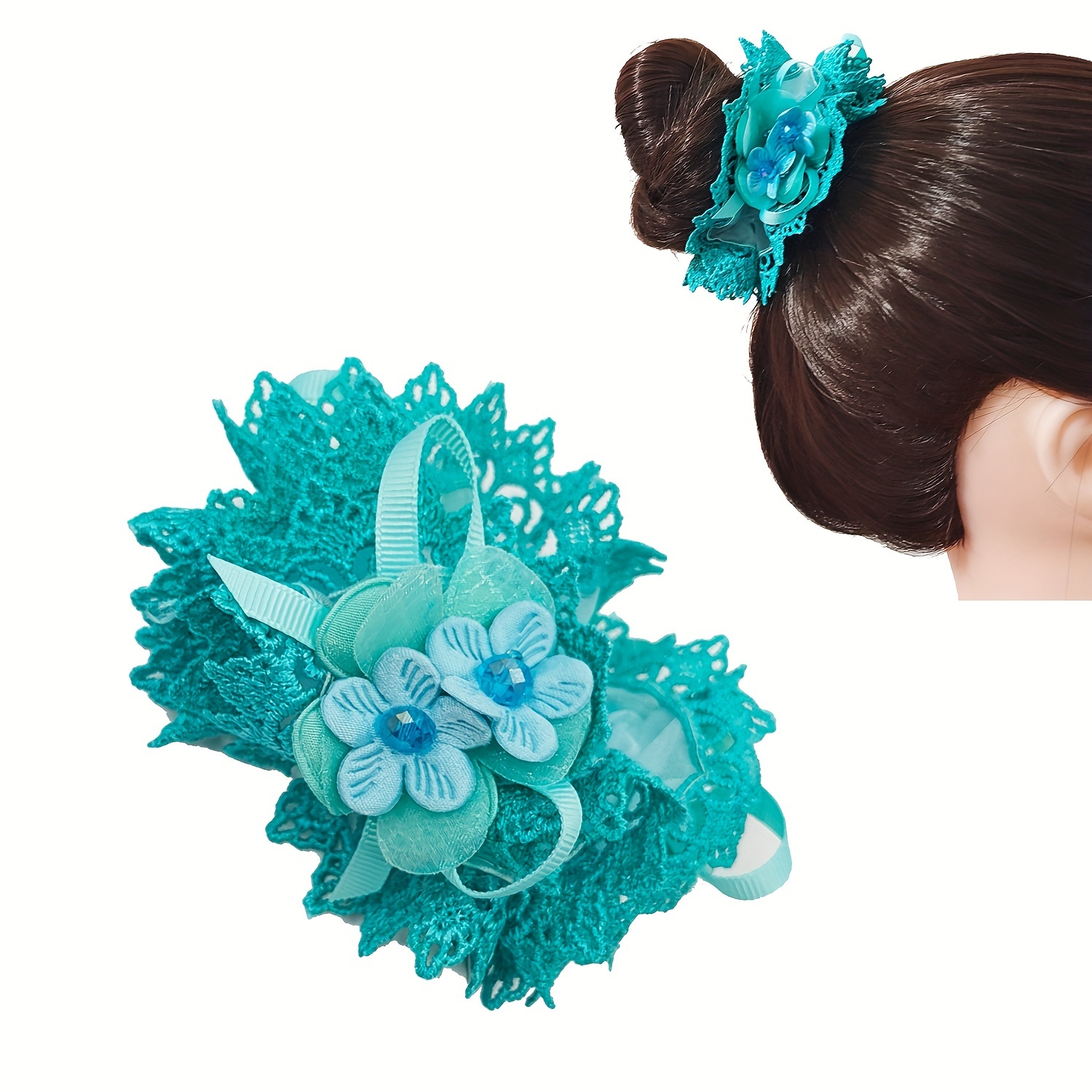 

Vintage Lace Scrunchies Flower Beads Decor Hair Tie Elegant Hair Rope Ponytail Holder Hair Ring Elegant Hair Accessories For Women