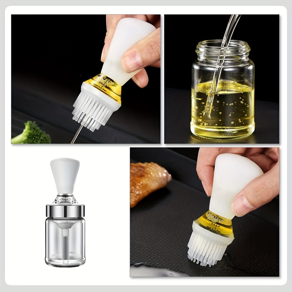 Glass Olive Oil Dispenser with Brush 2 in 1, Silicone Cooking Oil Bottle  and Basting Brush Cooking Oil Dispenser Bottle for Kitchen Baking BBQ Grill