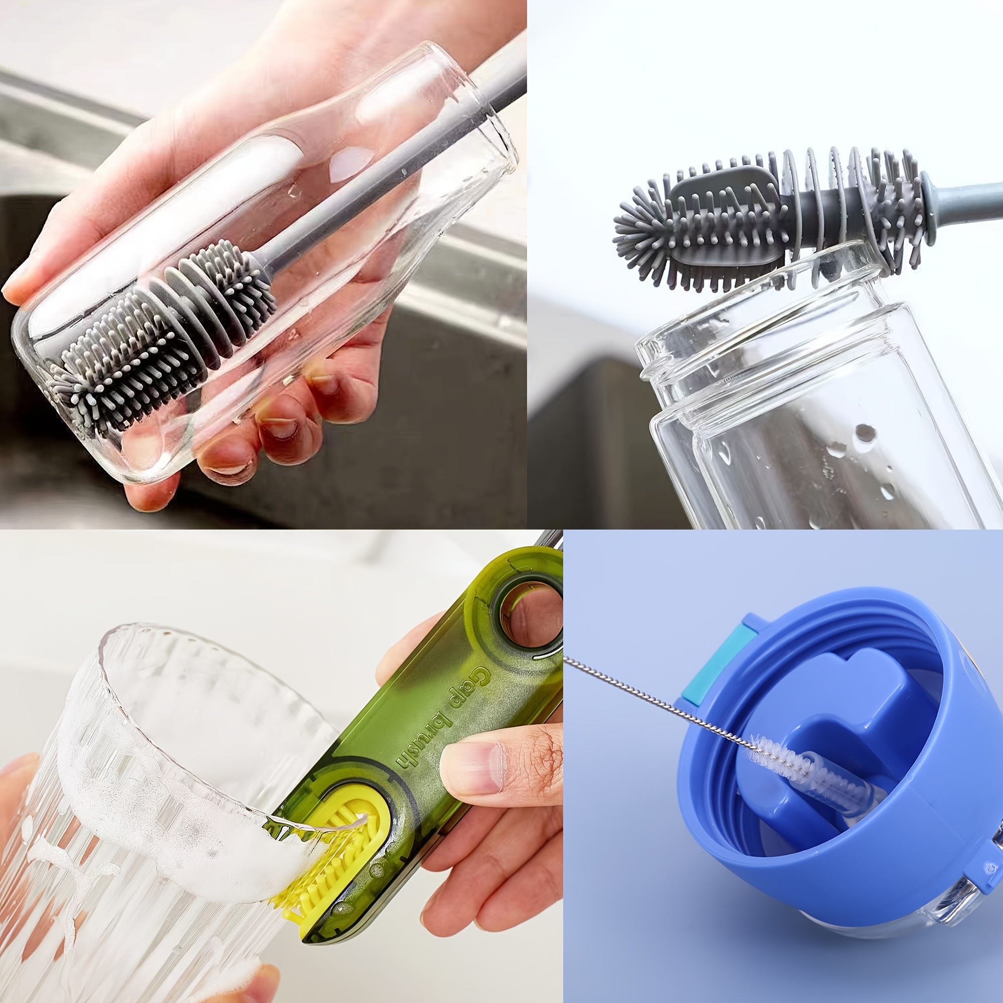 2pcs Drinking Straw Cleaning Brush - Stainless Steel Brush Cleaner For  Glass, Silicone, Metal Straw And More, Includes Nylon Brush For Mini Bottle  And Test Tube