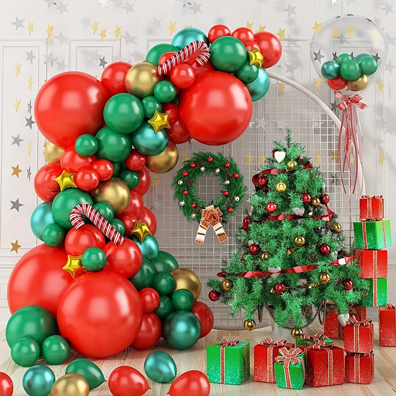 Décorations d'anniversaire de Noël joyeux anniversaire bannière rouge et  vert thème de Noël guirlande de gâteau pour le réveillon de Noël, vacances