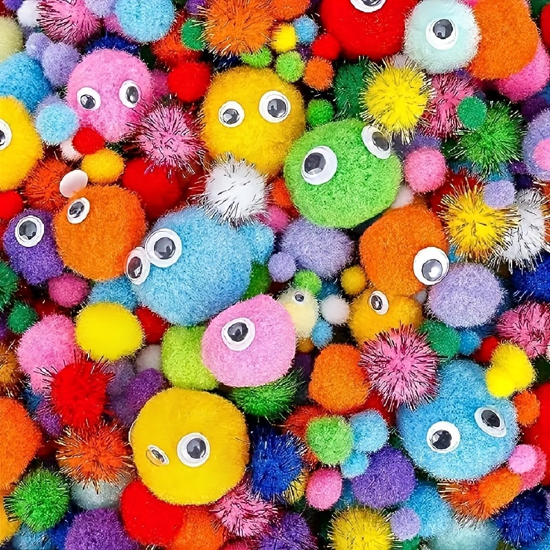 Arts And Crafts Colorful Assorted Pompoms Rainbow Puff - Temu