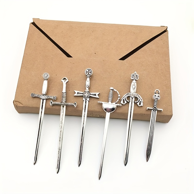 bag) Antique Swords Knife Bookmark Set Retro Charms Metal - Temu