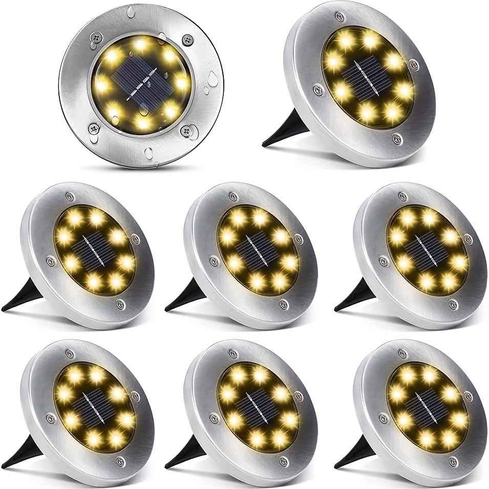 Paquete 8 Luces Solares Suelo Cambian Color 8 Luces Led - Temu