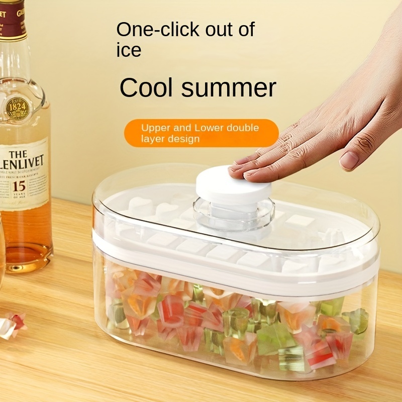 Silicone Ice Cube Tray, Pressable Ice Box With Cover, Food-grade