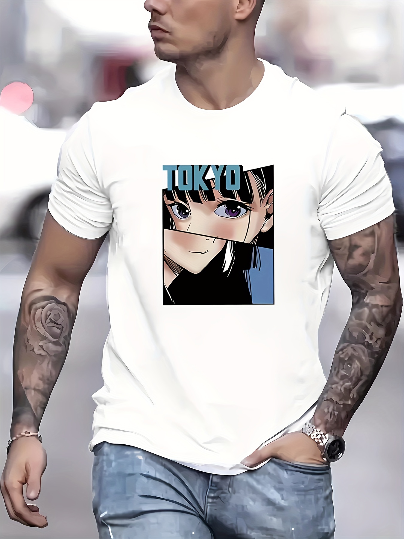 Mens Casual Crew Neck Short Sleeves Anime Character Print T Shirt For  Summer - Men's Clothing - Temu Belgium