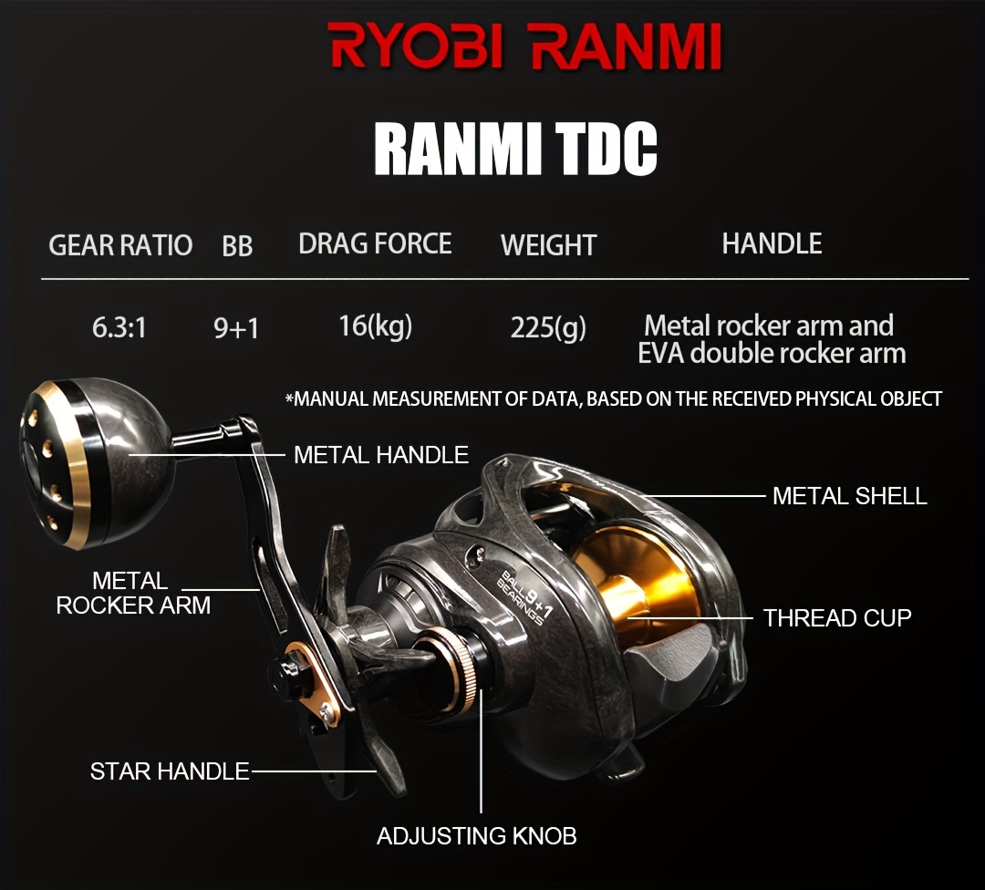 1pc * RANMI Series Baitcasting Reel With 35.27LB Max Drag, Double Handle  6.3:1 Gear Ratio Fishing Reel, Fishing Tackle For Freshwater Saltwater