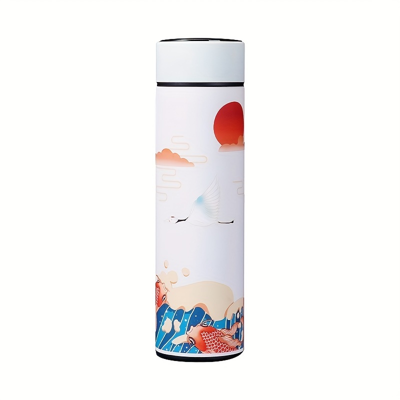 1pc Simple Push Button Thermal Flask, Stainless Steel Water Bottle With Tea  Strainer, Car Cup, Portable And Stylish Design