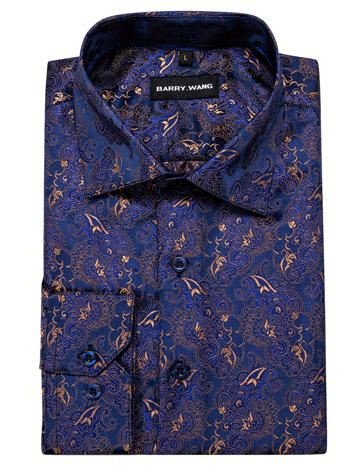 Plus Size Men's Elegant Paisley Print Dress Shirt Wedding - Temu