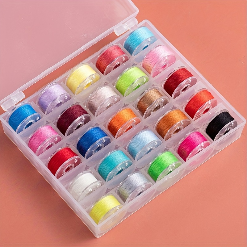 1set 25-grid Colorful Random Bobbin And Thread Set, Packed In