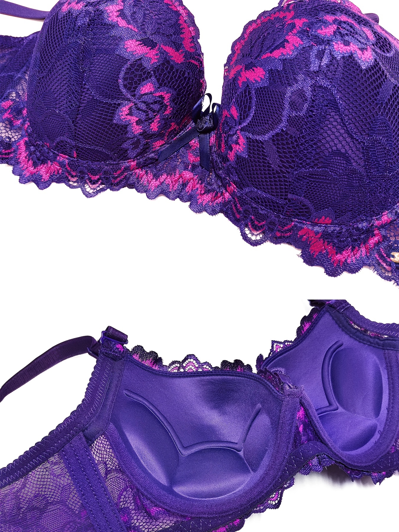 SHEKINI Women's Push Up Lace Lingerie Set Underwire Sexy Bra and Panty Set  2 Piece