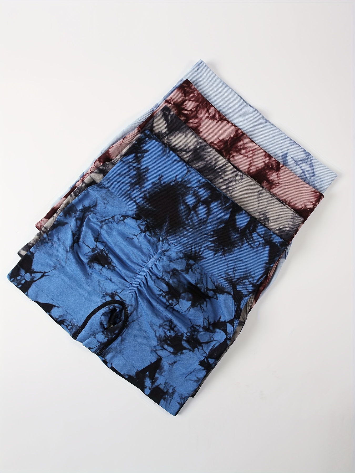 4pcs Tie Dye Biker Shorts High Elasticity for Gym Sessions