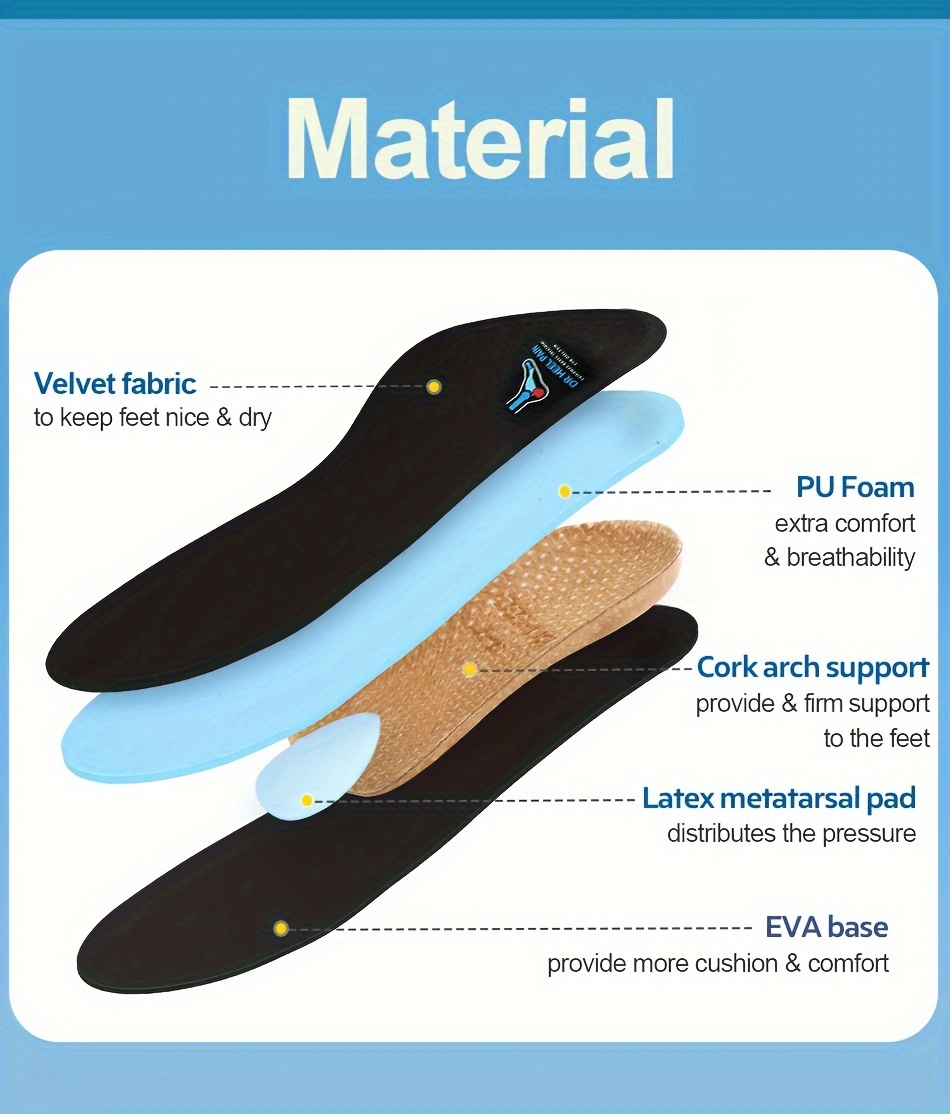 Black Comfortable Cushion Foot Pads Eva Arch Support Insoles - Temu Canada