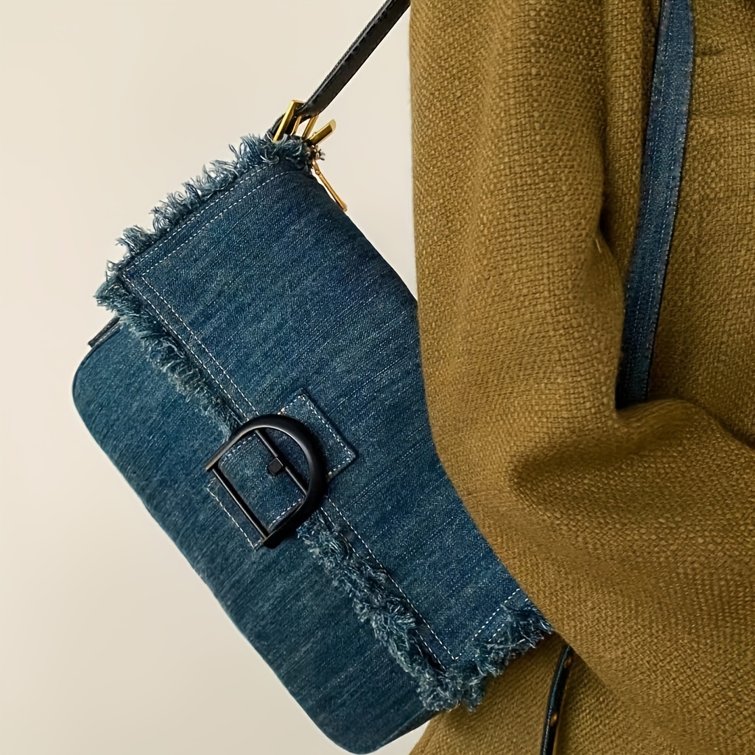 Trim Denim Hobo Bag, Trendy Shoulder Bag With Coin Purse, Argyle Pattern  Underarm Purse - Temu Germany