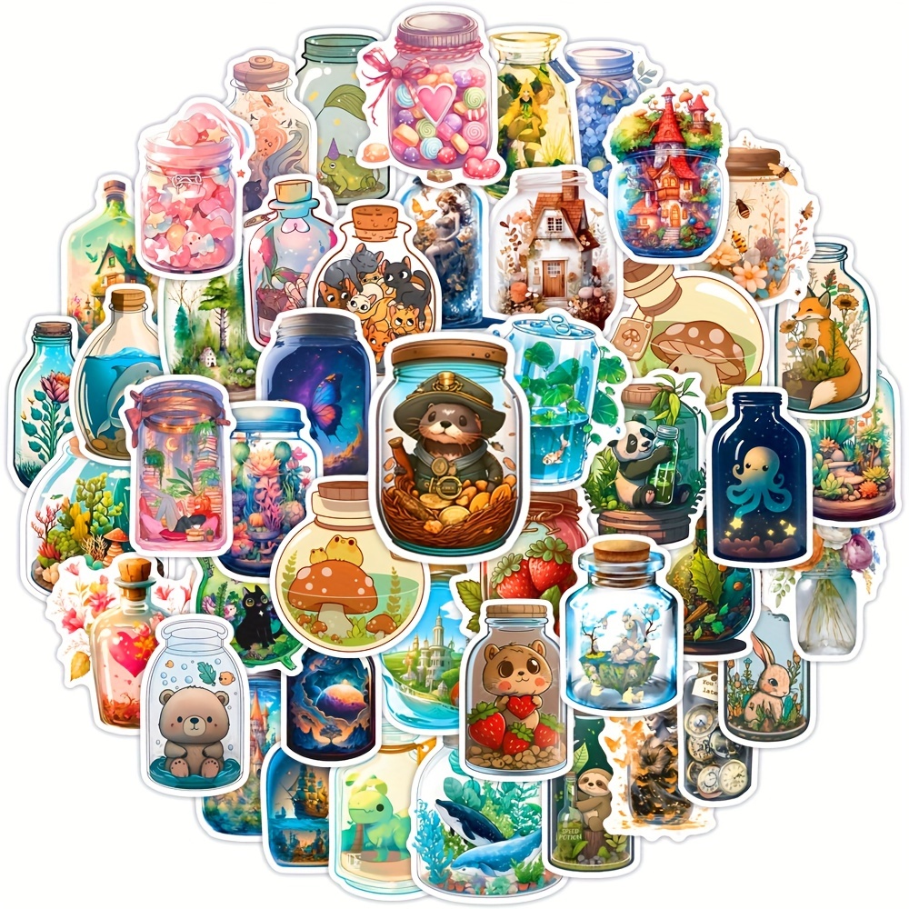 Cute Magic World In Bottle Stickers Preppy Water Bottle - Temu