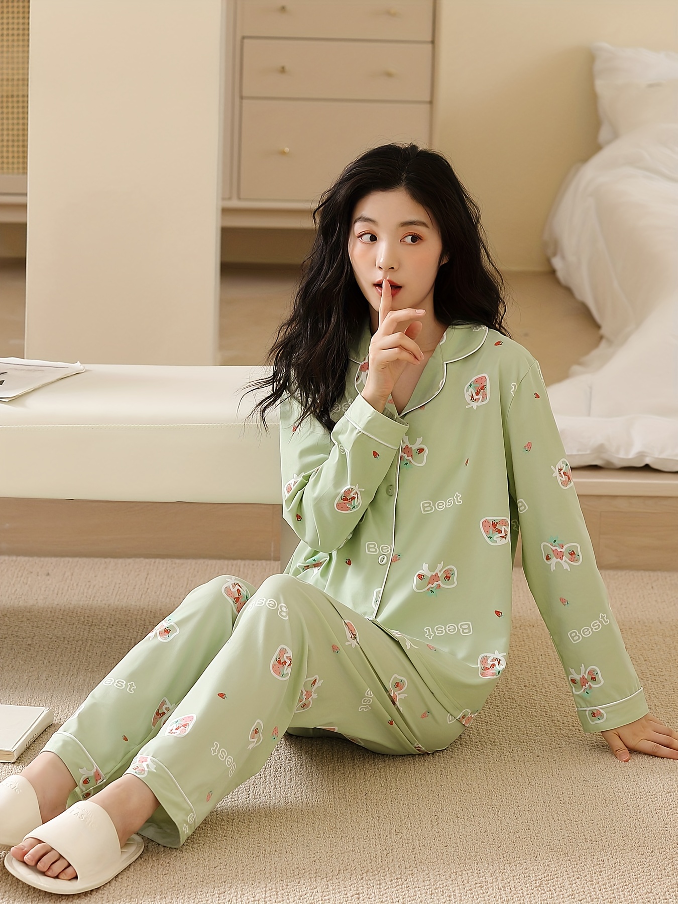 Strawberry Sleepwear Pajama Cotton Korean Sleepwear