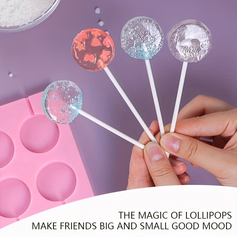 1pc Silicone Lollipop Molds,Sucker Molds,Round Chocolate Lollipops Hard  Candy Molds with 12 Lollipop Sucker Sticks for Making Lollipop,Hard  Candy,Ice