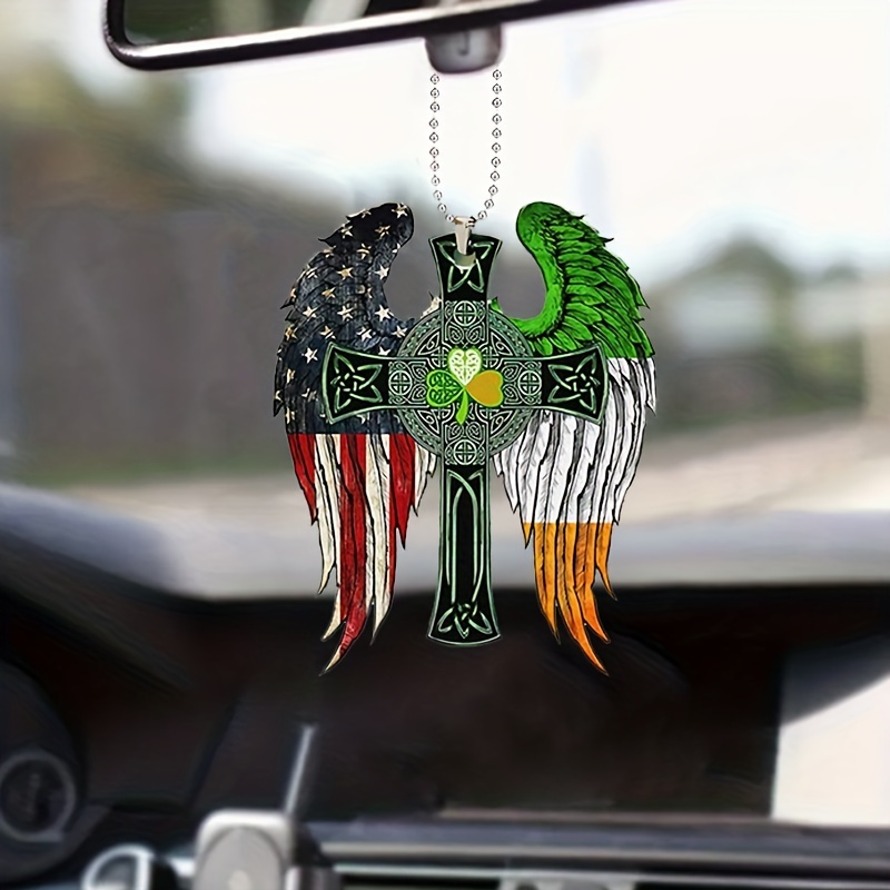 1pc US Flag Eagle Green Cross Anhänger Schlüsselanhänger Dekoration Für  Auto Charm Rückspiegel Innenfenster Wand Hängende Dekoration