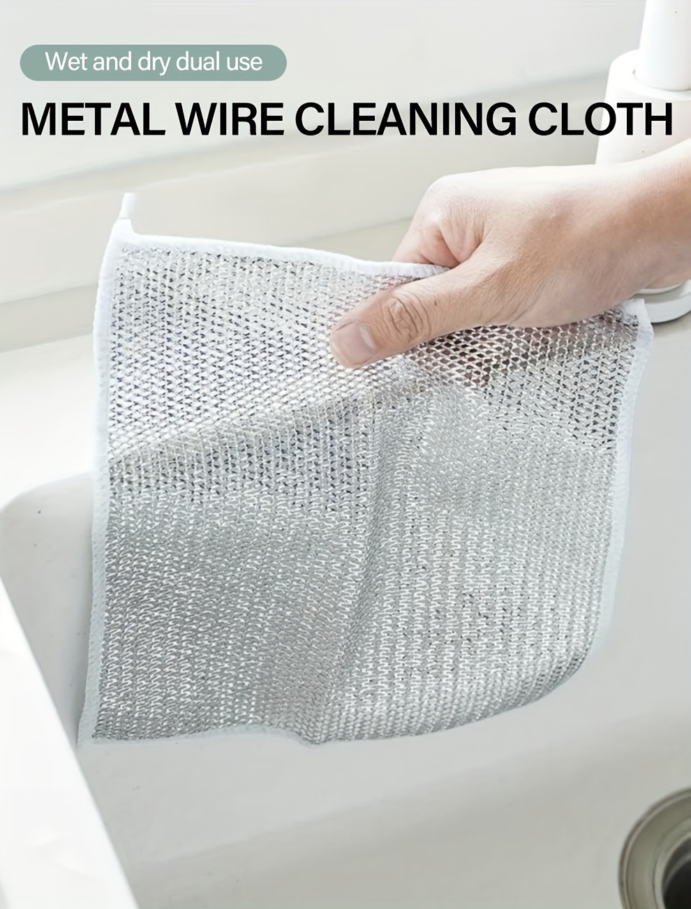 Double Layer Cleaning Cloth Magic Dish Towel Steel Wire Dishcloth