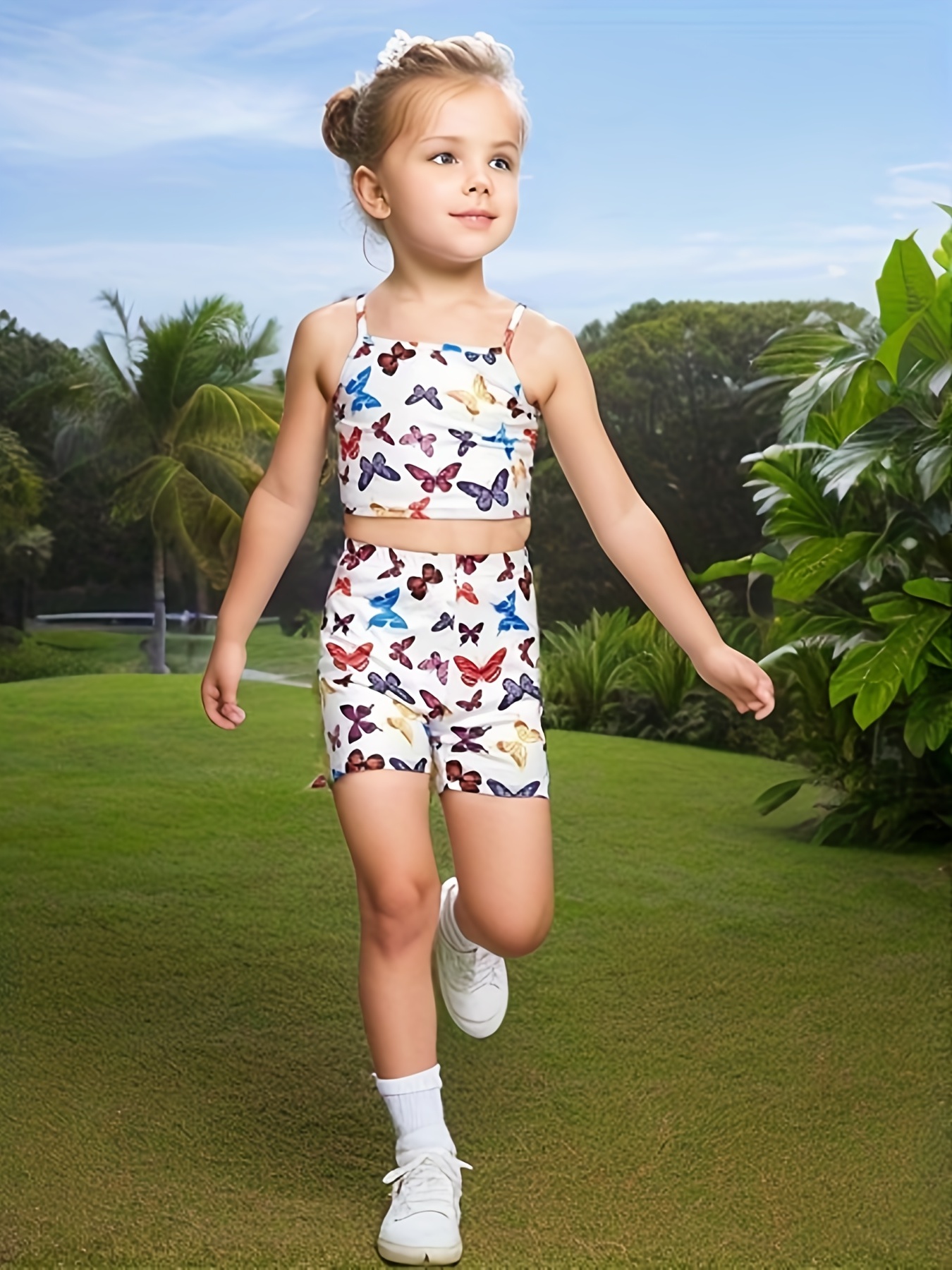  Summer Little Girls Sports Outfits Solid Color Print