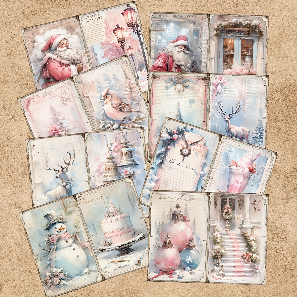 Aesthetic Scrapbook Paper Christmas Winter Santa Claus Theme - Temu