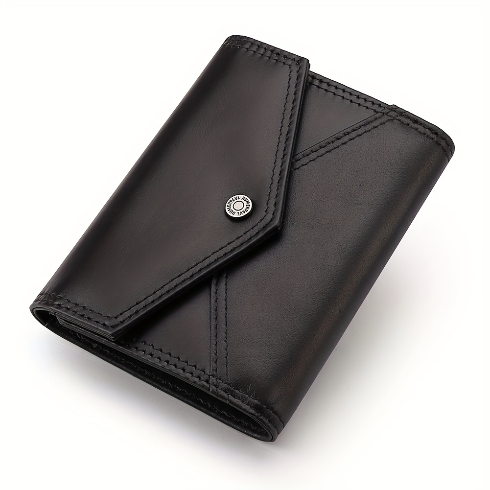 Mini Genuine Leather Credit Card Holder, Short Small Trifold