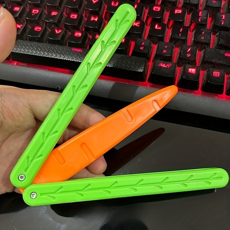 3D Carrot Butterfly Knife Baby Decompression Toy Little Radish Knife Swing  Knife