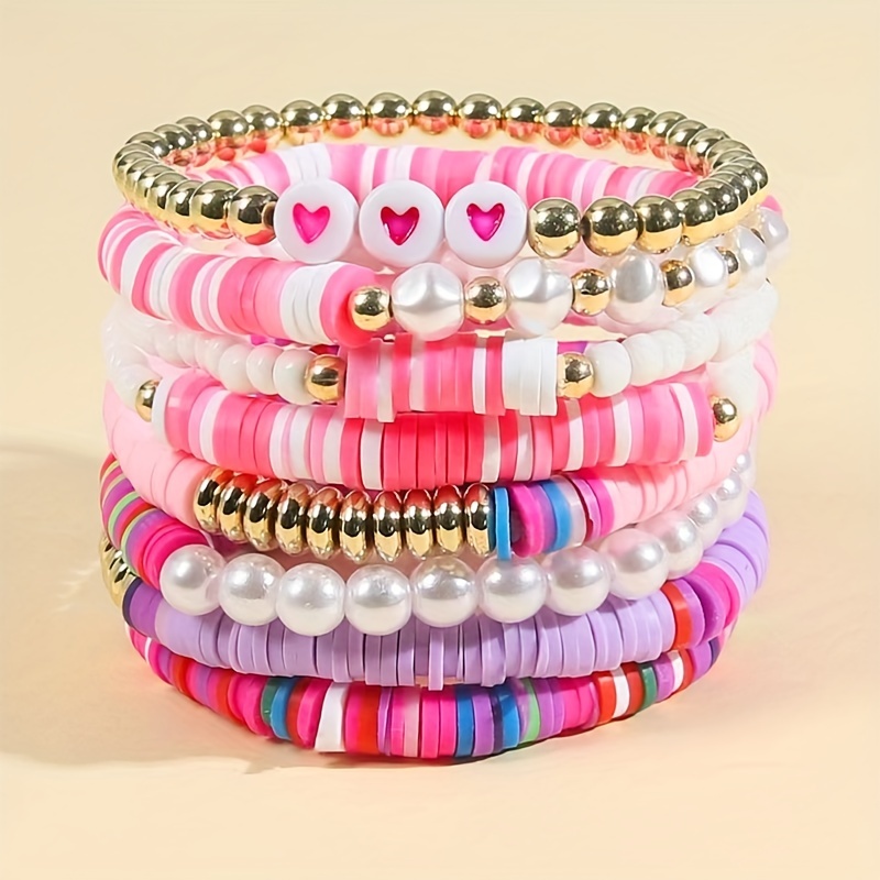 Rainbow charm pearl bracelet