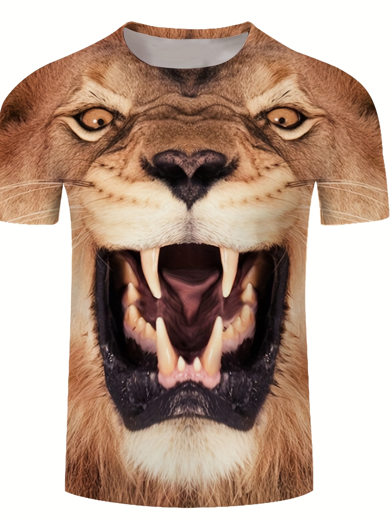 Plus Size Men's Fierce Lion Digital Print Crew Neck Shirt Shorts Set For  Summer - Temu