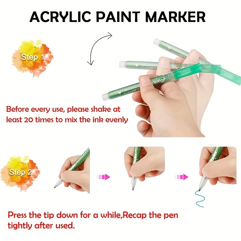  ZSCM 12 Colors Acrylic Glitter Markers Paint Pens