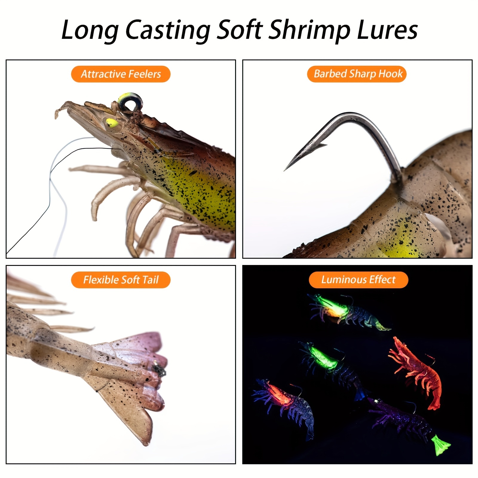 Soft Shrimp Lures Set Built in Lead Bionic Luminous - Temu