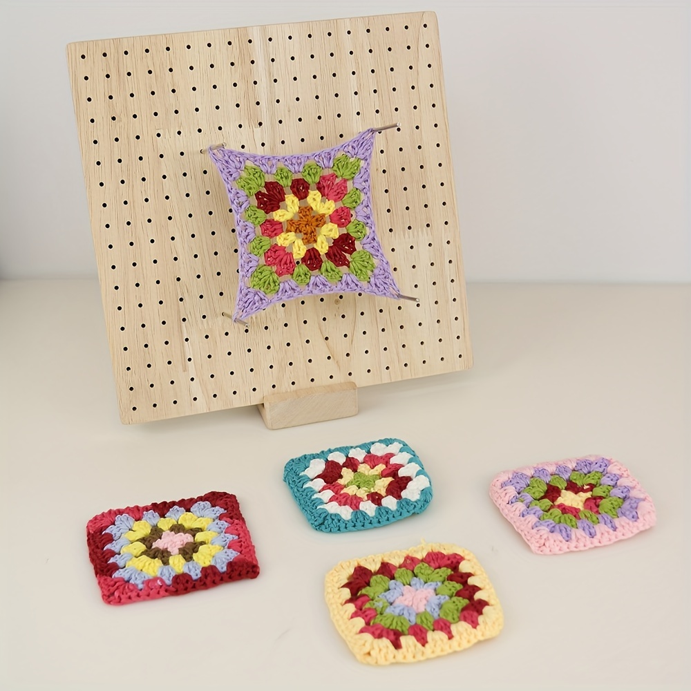 7.9 Inch Crochet Square Blocking Board Crochet Blocking Board With Pins  4pcs Staimless Pins Bamboo Wooden Board For Knitting Crochet Granny Squares  Full Kit Gift