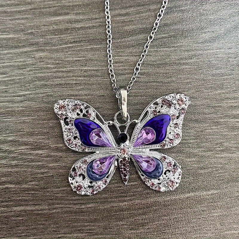 Purple butterfly deals necklace silver