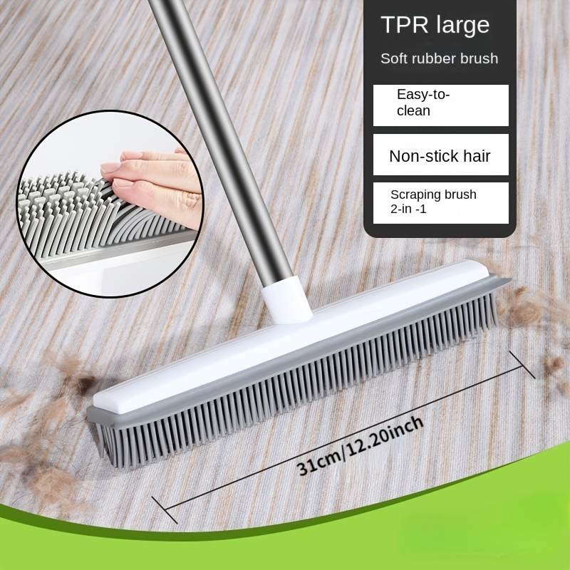 Pet Hair Remover Rubber Broom with Squeegee 59 inches Adjustable