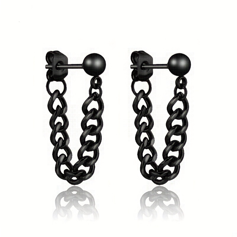 

Stainless Steel Small Steel Ball Chain Earrings, Simple Trendy Unisex Earrings