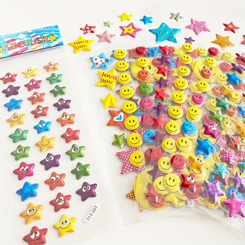 3d Five-pointed Star Face Sticker, For Kids Children Stickers, Boys Girls  Teachers Reward Craft Self Adhesive Sticker Scrapbook Gift Toys - Temu  Republic of Korea