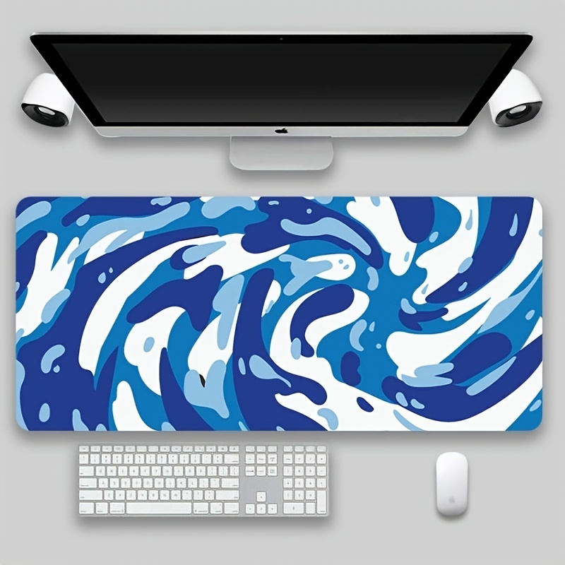  Blue Camo Print Gaming Mouse Pad Long Keyboard