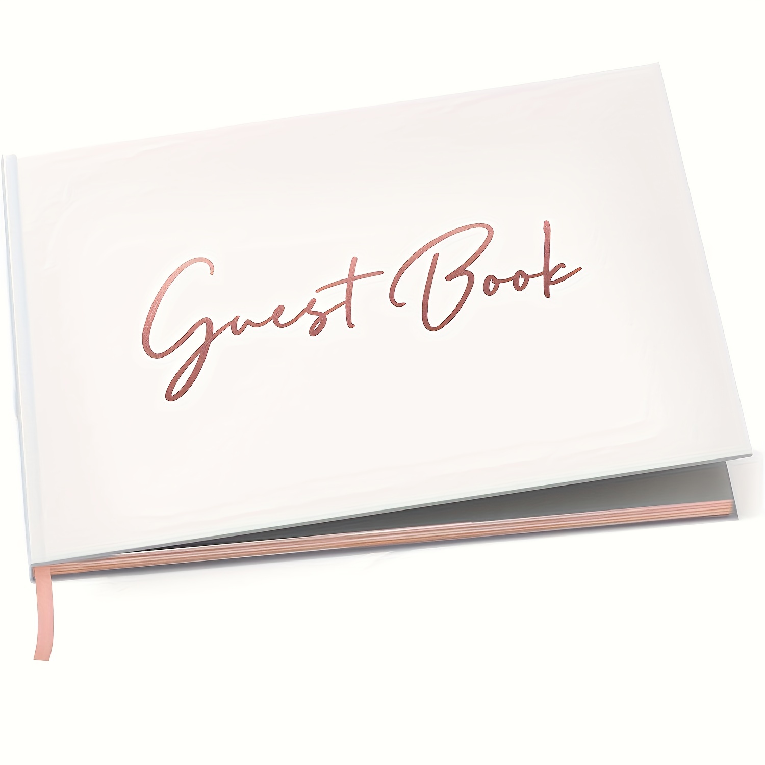 Pearlized White Wedding Guest Book with Pen