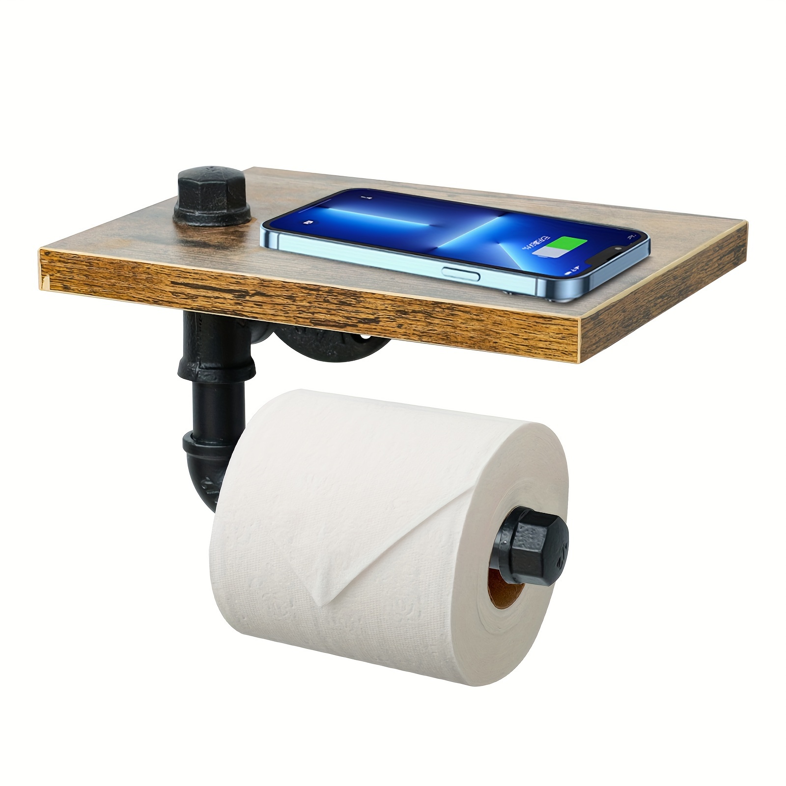Rustproof And Stainless Steel Toilet Paper Holder With Phone - Temu