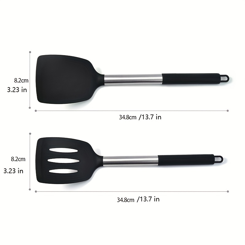 2pcs Heat Resistant Silicone Spatula for Nonstick Cookware, 600F Heat Resistant Flexible Slotted Spatulas for Fish, Cooking Utensils, Non-Scratch, Egg