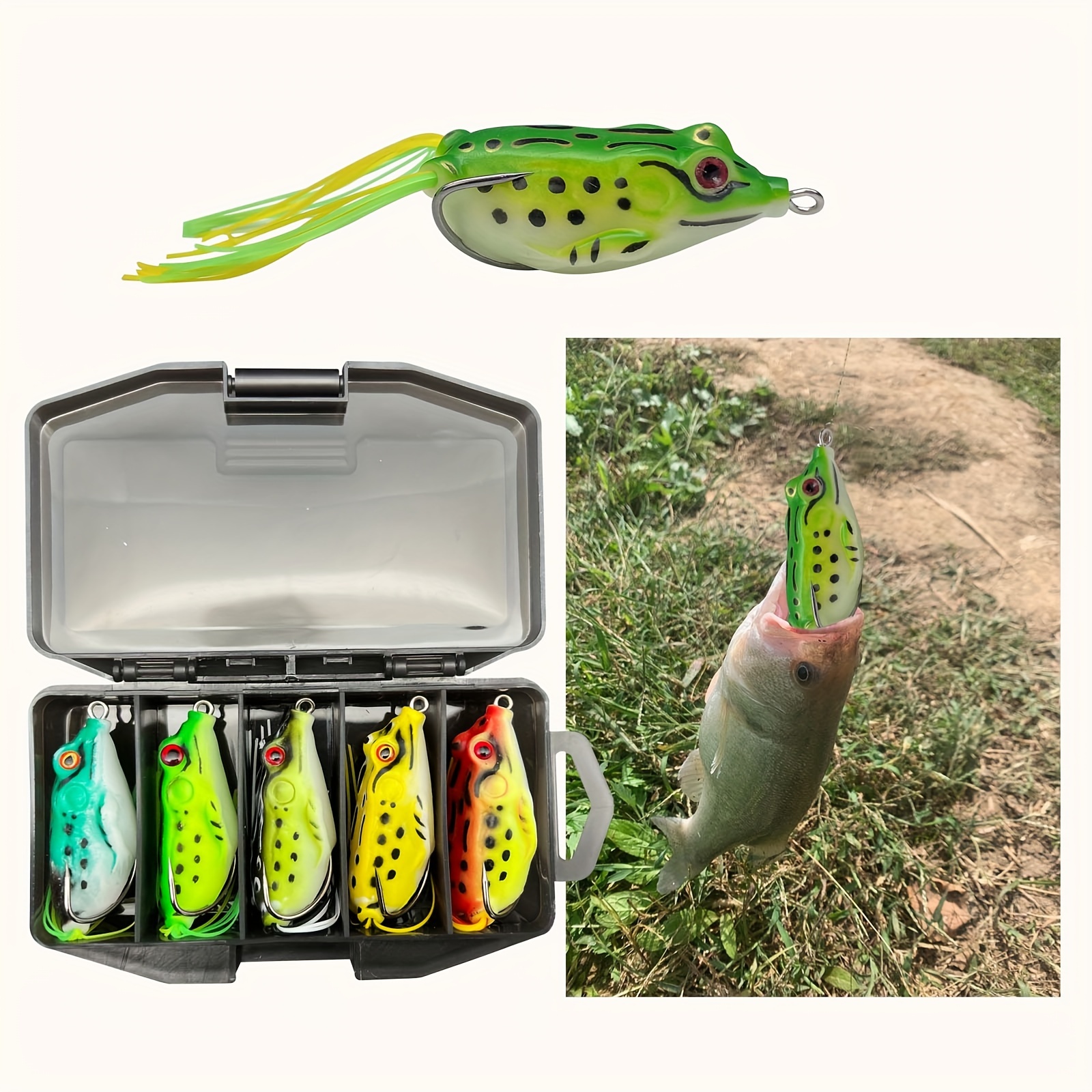 5pcs Artificial Frog Bait Set, Premium Frog-Shaped Fishing Baits Kit, Frog  Fishing Lure With Sharp Hooks, Realistic Design Bait For All Layers Water